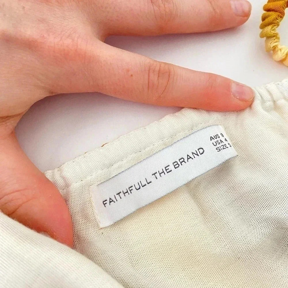 Faithfull The Brand Zuma Talamanca Print 100% Linen Cutout Mini Dress Size Small - Picture 6 of 7